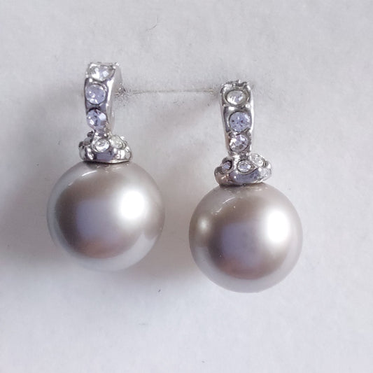 3187 Vintage-Ohrringe mit Swarovski Kristallen & Perlen 22mm