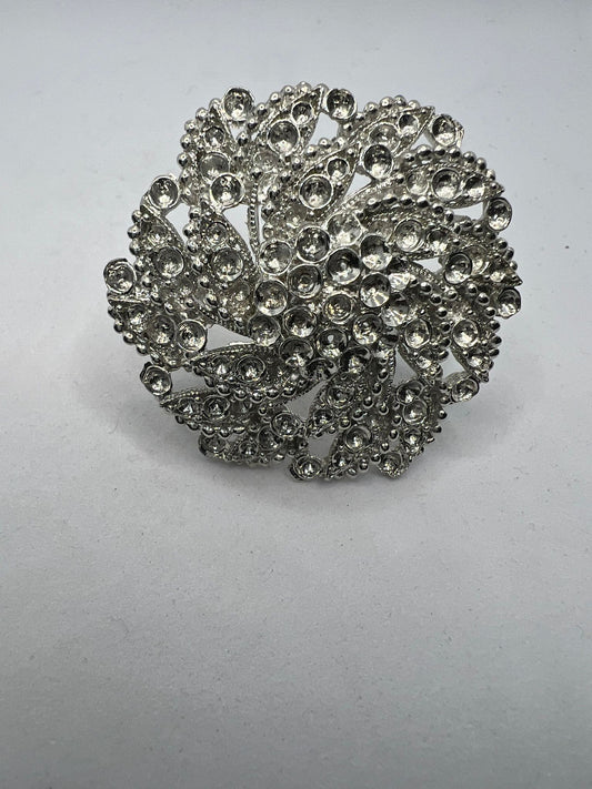 2486 Vintage Leerer Rhodium Schalhalter zum Befüllen mit Ceralun oder Swarovski Kristallen 50mm