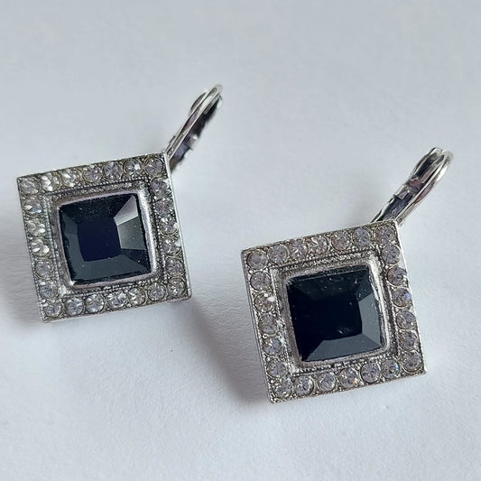 3559 Vintage Ohrringe mit Swarovski Kristallen 30mm