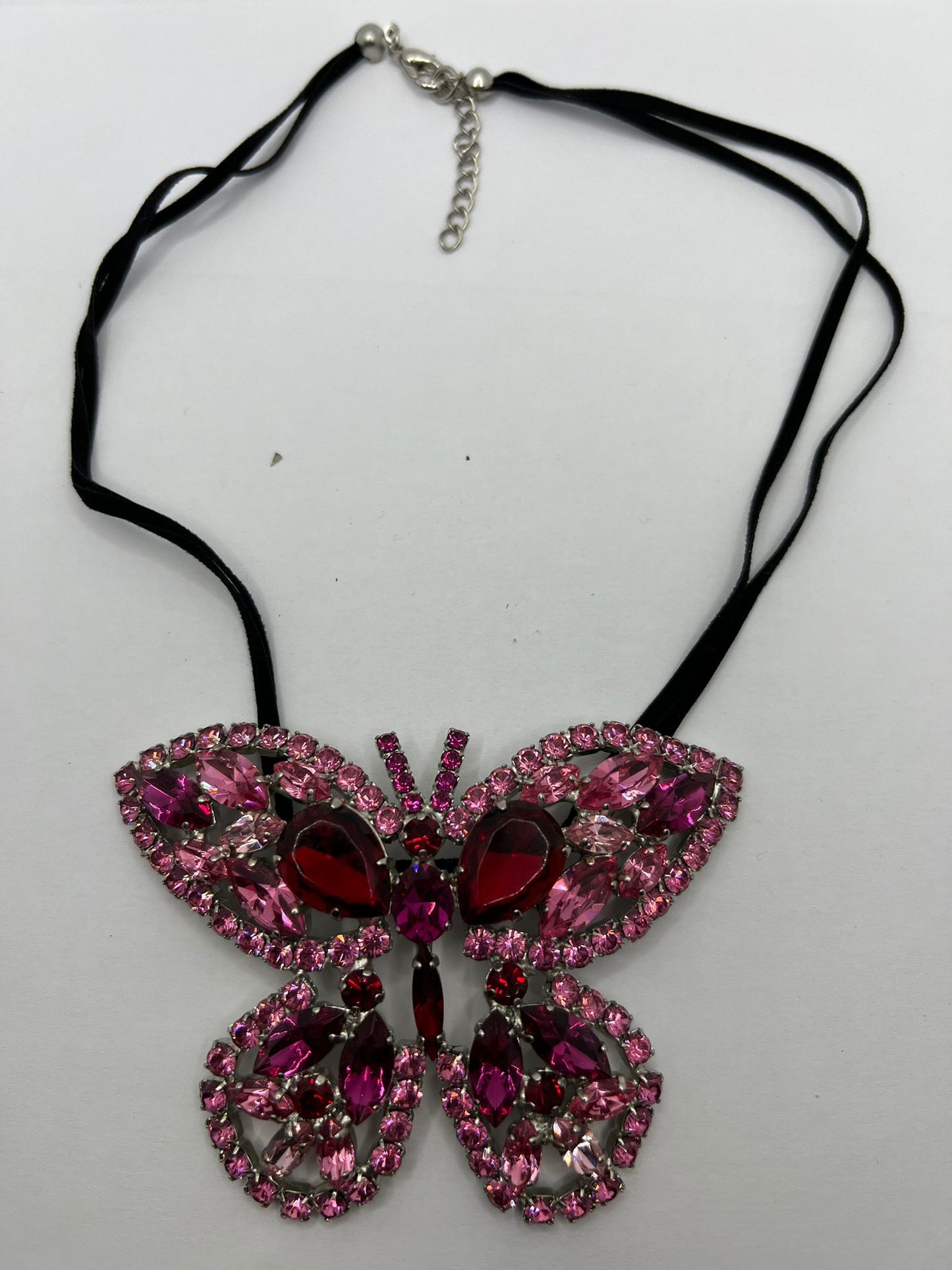 6431 Vintage Swarovski Kristallen Stoffband Kette 40cm
