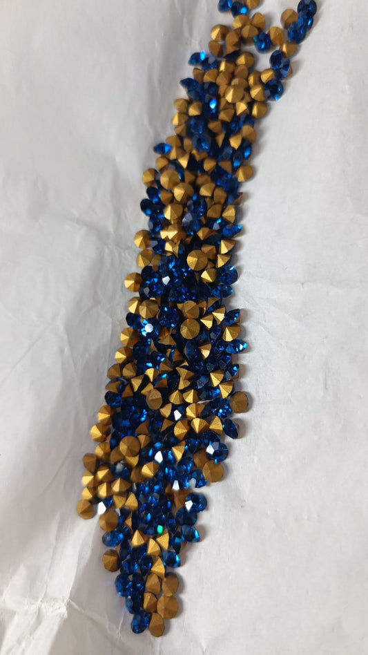 Swarovski® Chaton Vintage Capri Blue Gold Foiled PP29