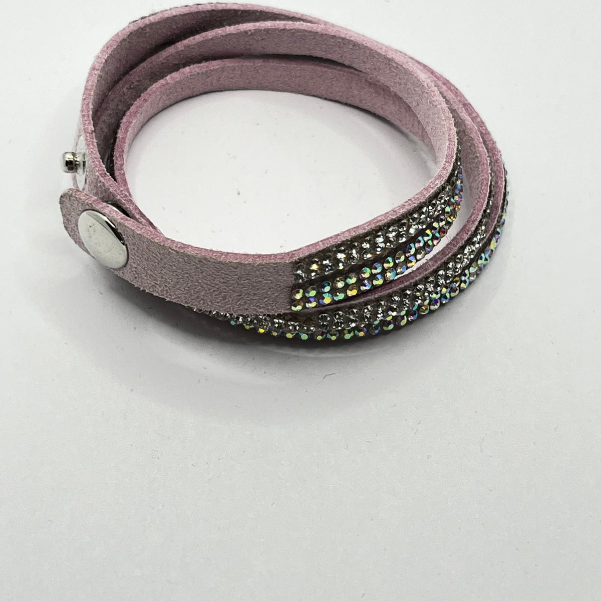 7064 Vintage Swarovski Kristallen Leder Armband mit Ösenknopf 39cm