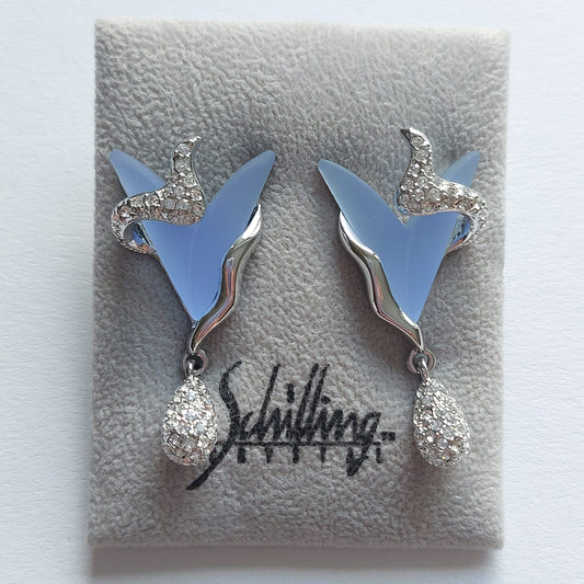 Original Vintage Schilling Austria Ohrringe Blau Matt 40mm