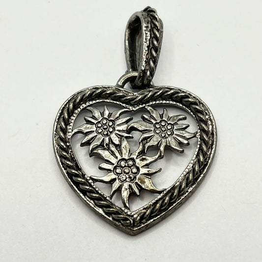 1159 Vintage Trachtenschmuck Kettenanhänger Edelweiß 52mm