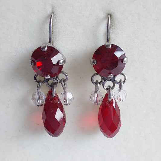 3196 Vintage-Ohrringe mit Swarovski Kristallen & Perlen 33mm