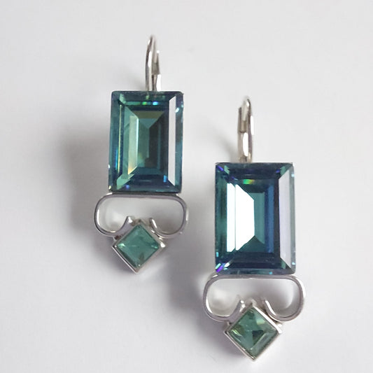 3253 Vintage-Ohrringe mit Swarovski Kristallen 35mm