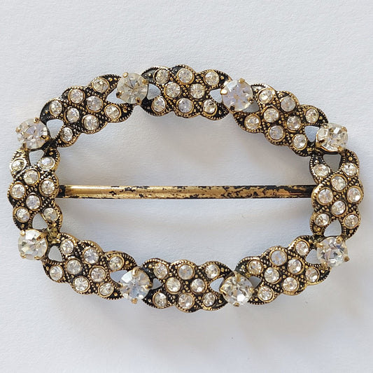 2059 Silberne Gürtelschnalle mit Swarovski Kristallen 65x45mm