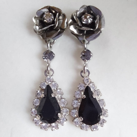 3617 Vintage Ohrringe mit Swarovski Kristallen 45mm
