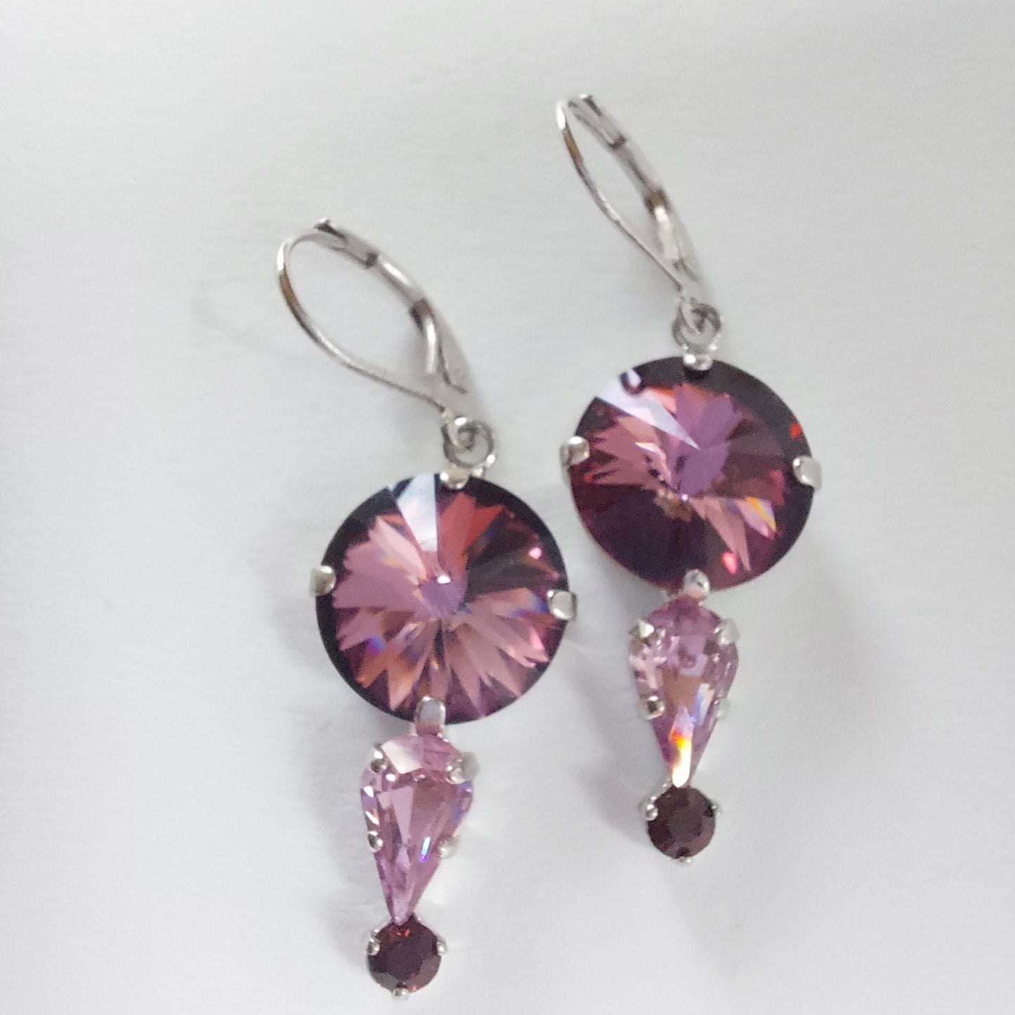 3594 Vintage Ohrringe mit Swarovski Kristallen 45mm