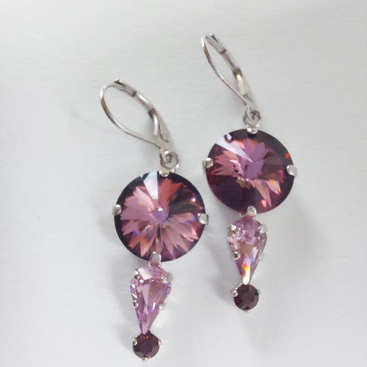 3594 Vintage Ohrringe mit Swarovski Kristallen 45mm