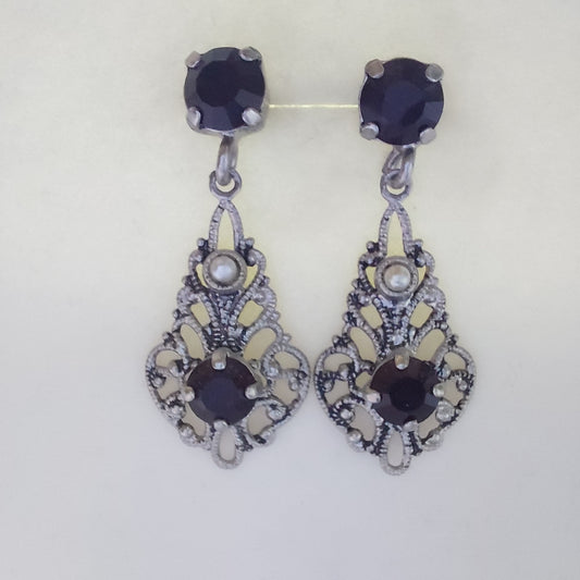 3347 Vintage-Ohrringe mit Swarovski Kristallen 32mm