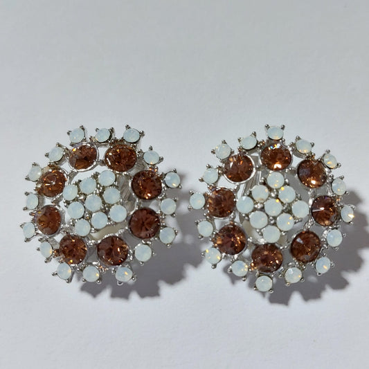 3693 Vintage Ohrclips mit Swarovski Kristallen 30mm