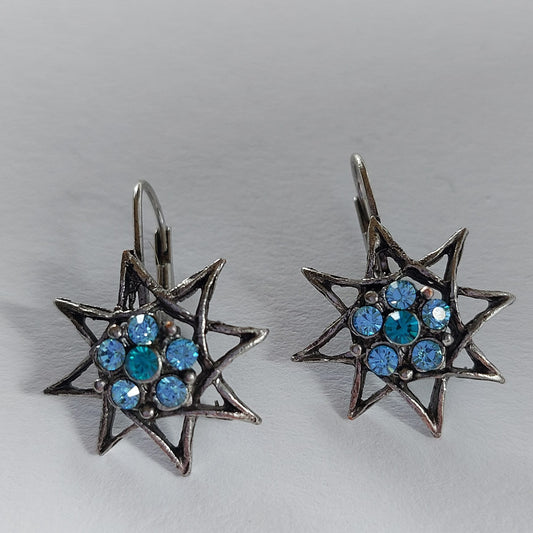 3553 Vintage Ohrringe mit Swarovski Kristallen 25mm