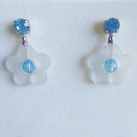 3498 Vintage-Ohrringe mit Swarovski Kristallen 30mm