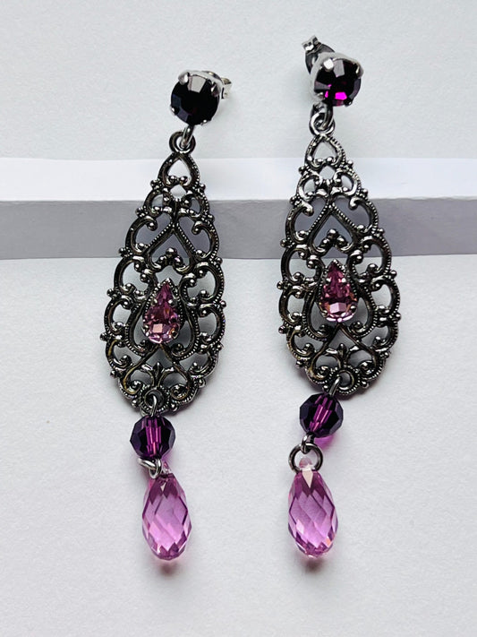 3929 Vintage Earring mit Swarovski Crystals 70mm