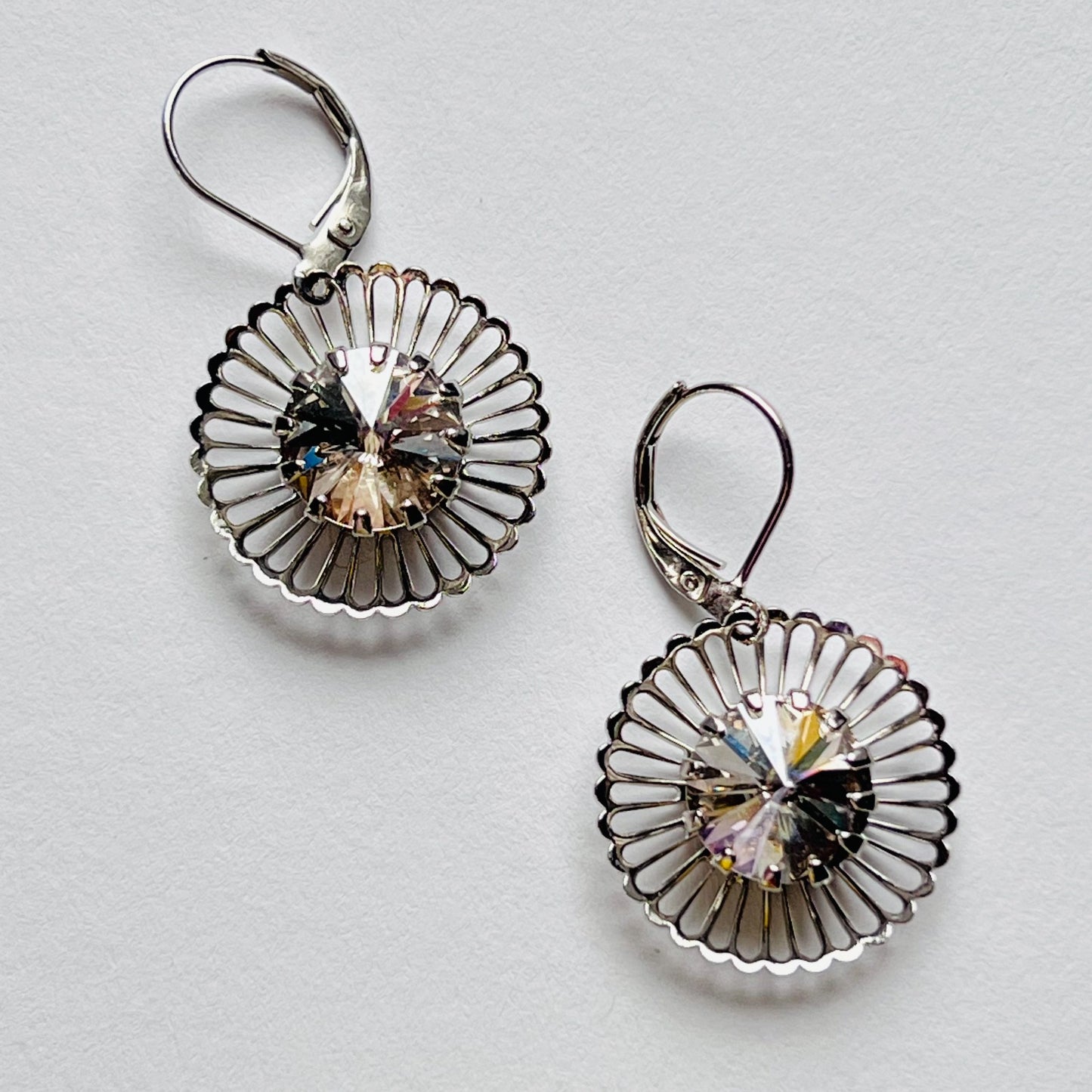 3993 Vintage Earring mit Swarovski Rivoli 35mm