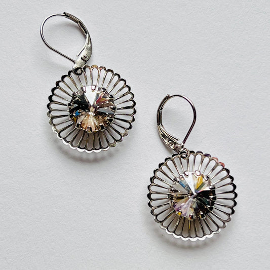 3993 Vintage Earring mit Swarovski Rivoli 35mm