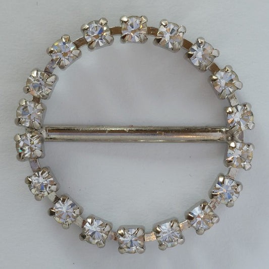 2055 Silberne Gürtelschnalle mit Swarovski Kristallen 32mm