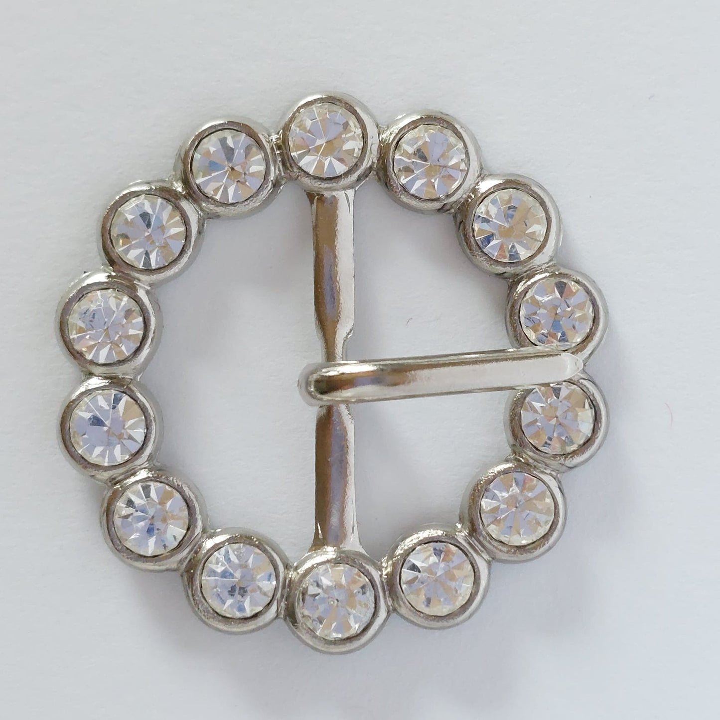 2044 Silberne Gürtelschnalle mit Swarovski Kristallen 33mm