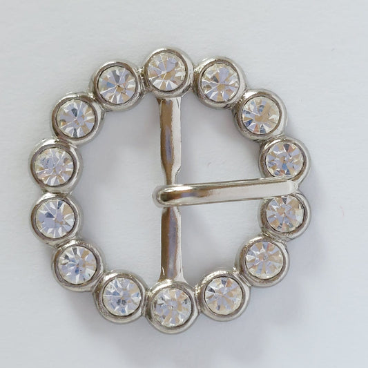 2044 Silberne Gürtelschnalle mit Swarovski Kristallen 33mm