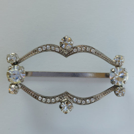 2054 Silberne Gürtelschnalle mit Swarovski Kristallen 46x30mm