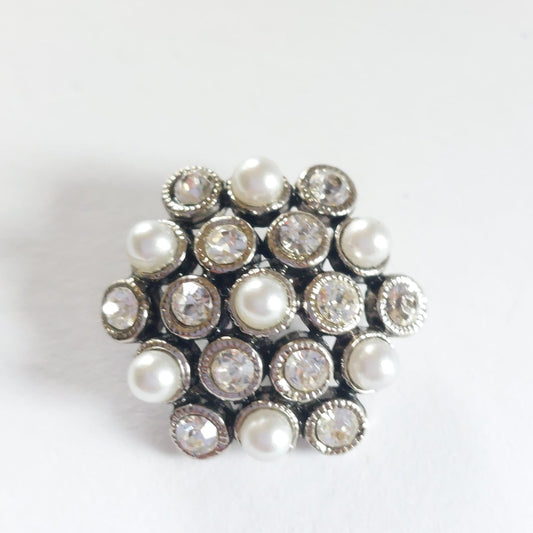 4158 Knopfe mit Swarovski Kristallen & Perlen 16mm