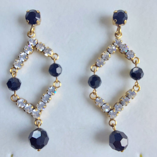 3517 Vintage-Ohrringe mit Swarovski Kristallen 60mm