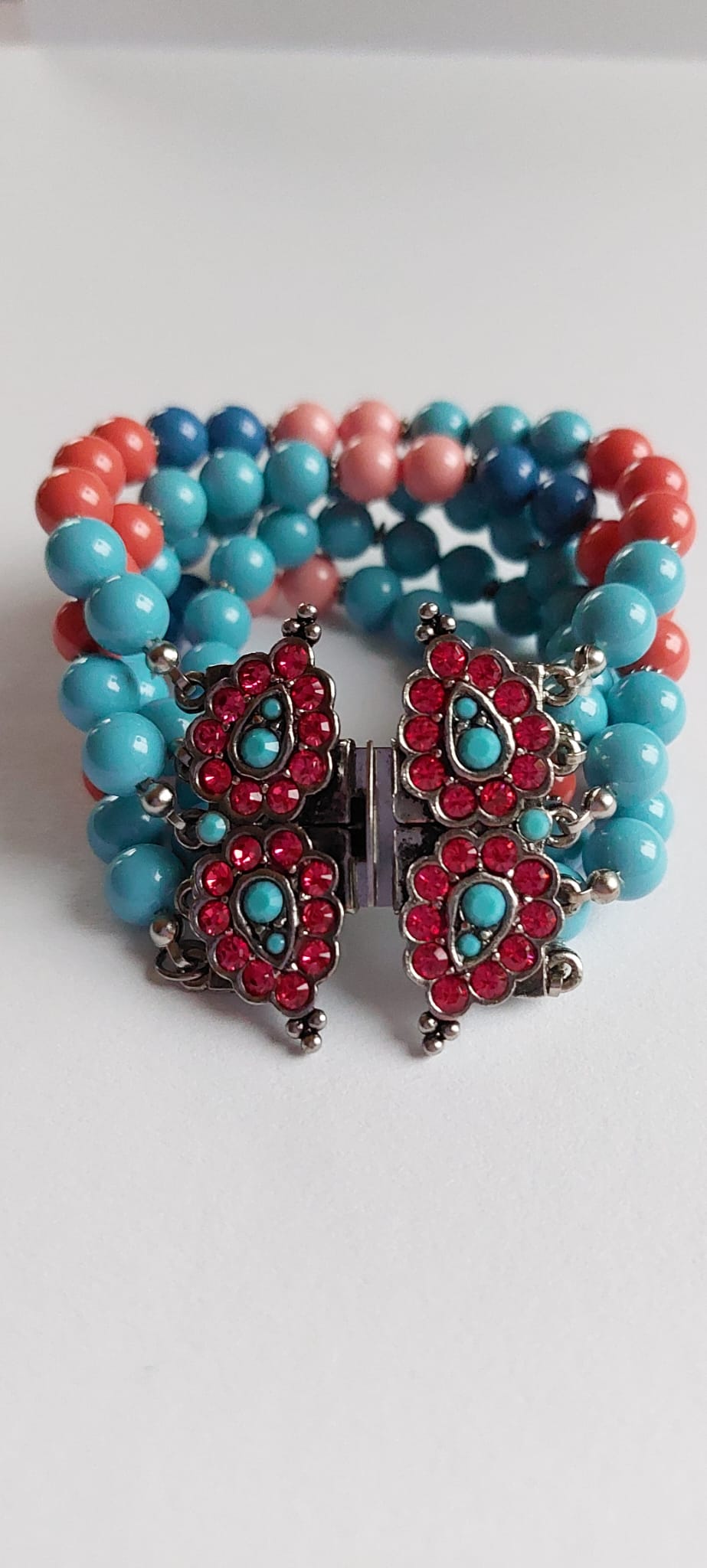7999 Vintage-Armband mit Swarovski-Kristallen und Perlen 14.5cm