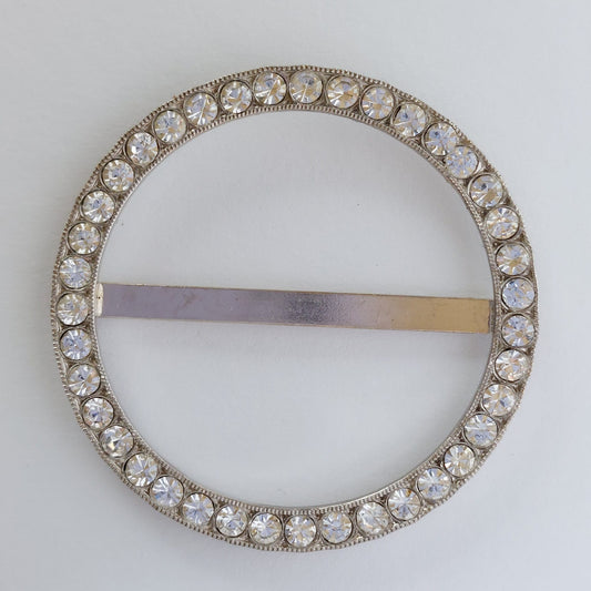 2029 Silberne Gürtelschnalle mit Swarovski Kristallen 46mm