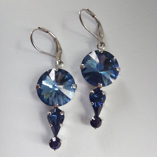 3591 Vintage Ohrringe mit Swarovski Kristallen 45mm