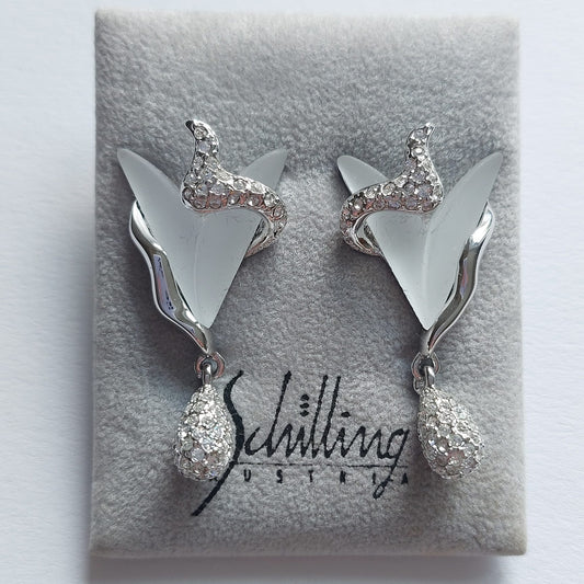 Original Vintage Schilling Austria Ohrringe Klar Matt 40mm