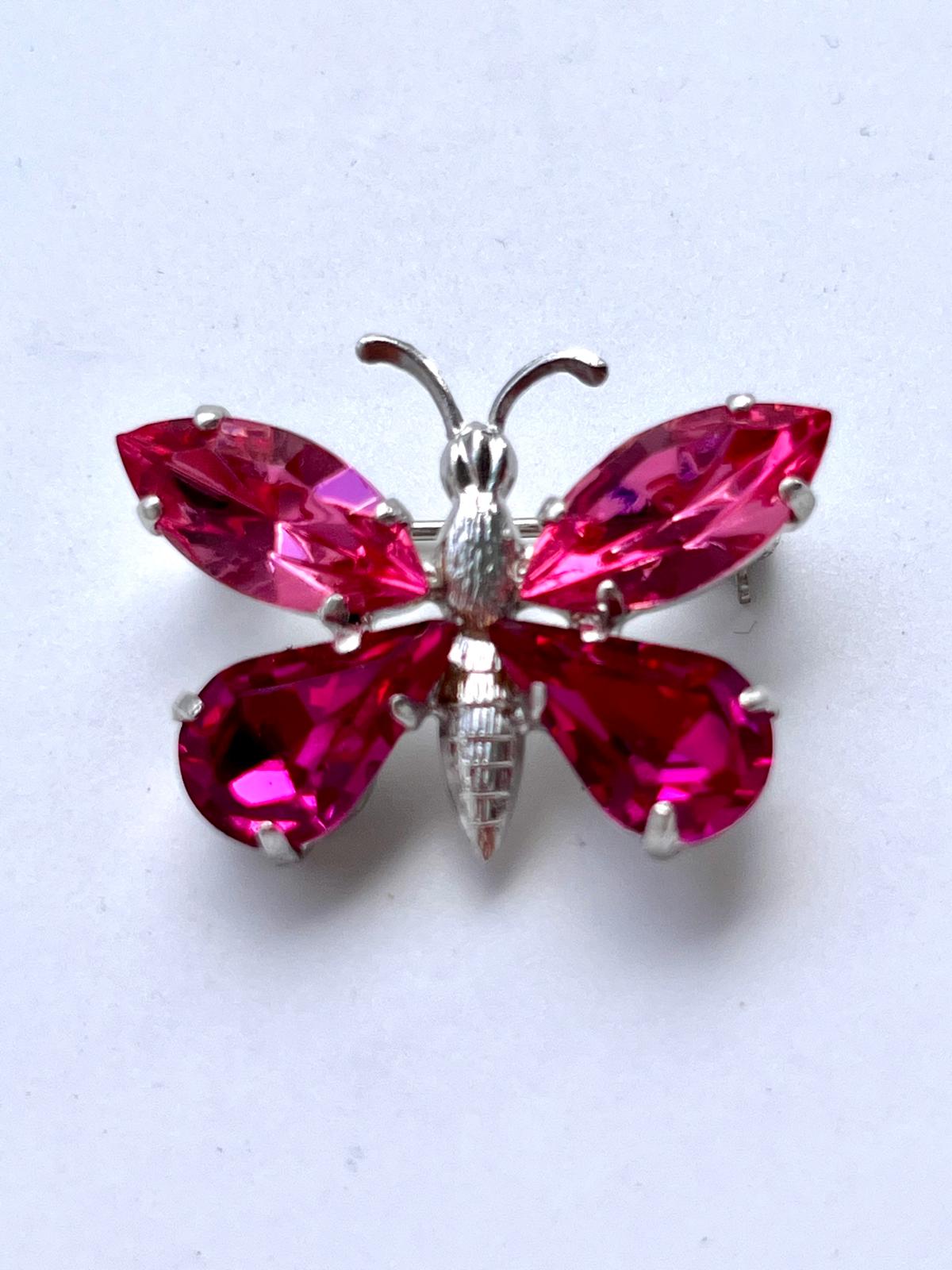 8466 Vintage Schmetterling Swarovski Kristallen Brosche 30mm