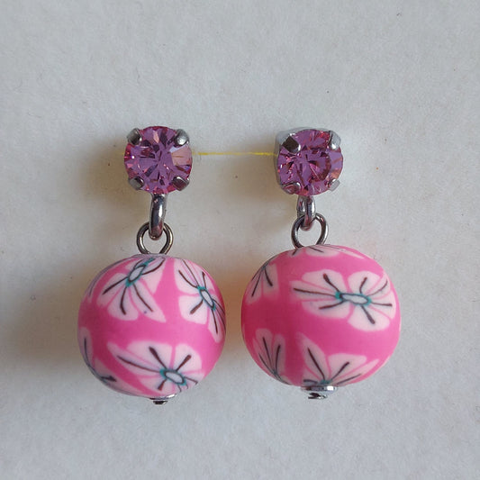 3515 Vintage-Ohrringe mit Swarovski Kristallen 25mm