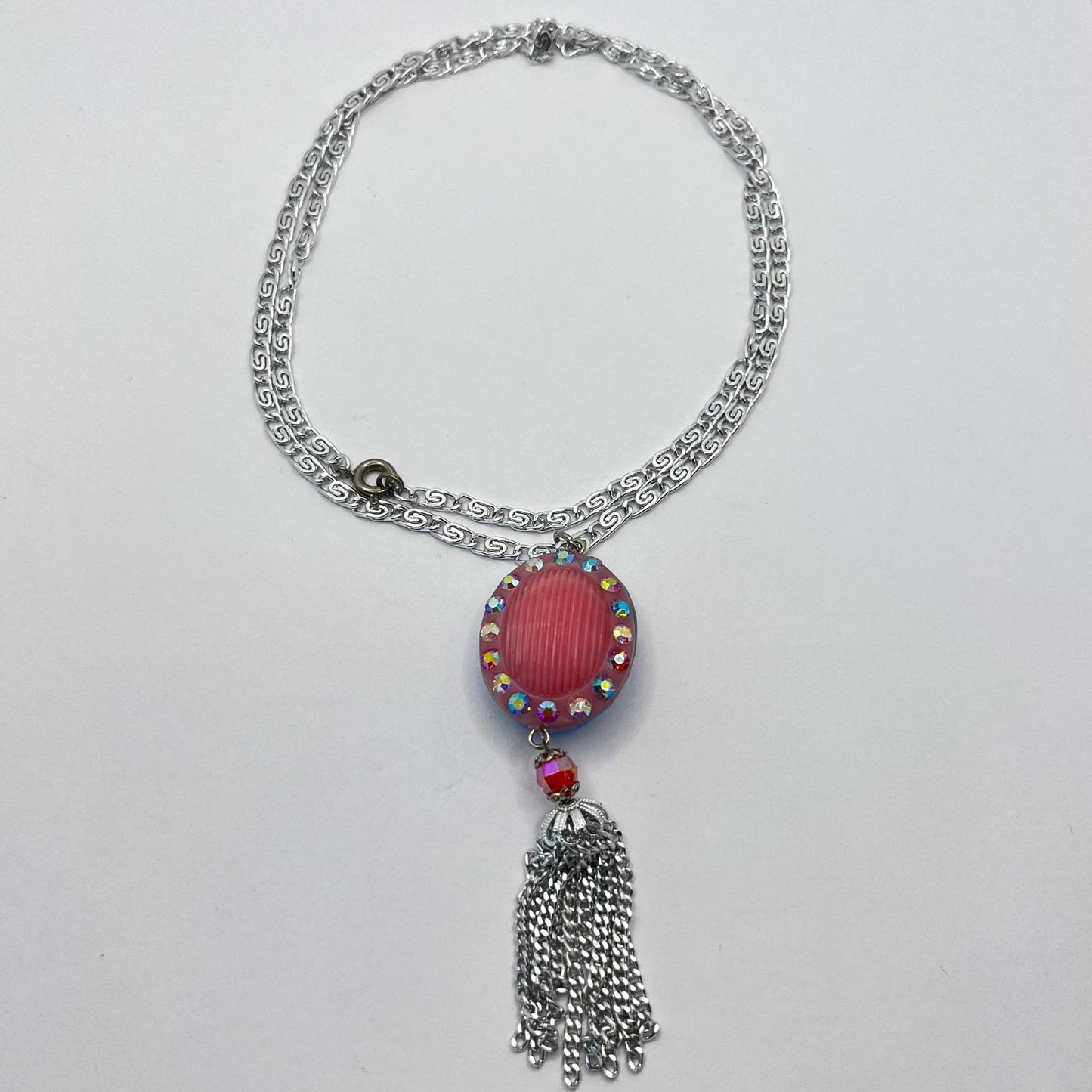 6377 Vintage Swarovski Kristallen Halskette mit Wendeanhänger 61cm