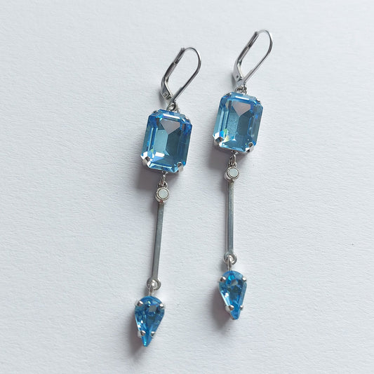 3007 Vintage Ohrringe mit Swarovski Kristallen 70mm