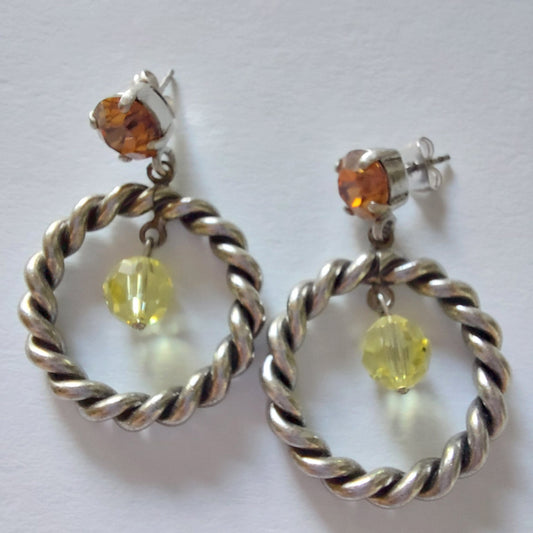 3360 Vintage-Ohrringe mit Swarovski Kristallen 43mm