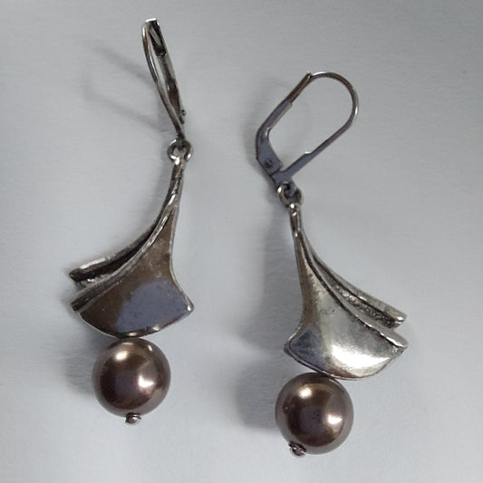 3445 Vintage-Ohrringe mit Swarovski Pearls 45mm