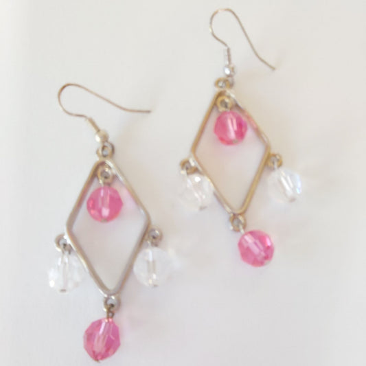 3443 Vintage-Ohrringe mit Swarovski Beads 64mm