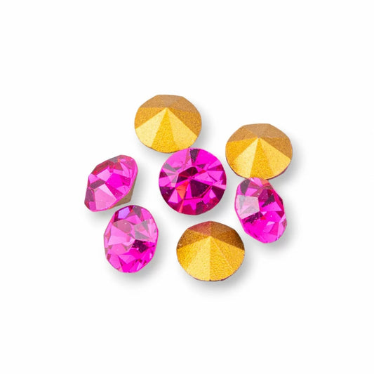 Swarovski® Chaton Vintage Fuchsia Gold Foiled SS50