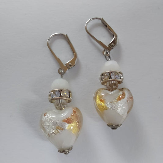 3201 Vintage-Ohrringe mit Swarovski Kristallen & Perlen 40mm