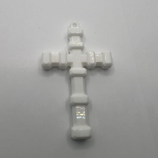 1193 Vintage Kunststoff Kreuz Anhänger 90mm