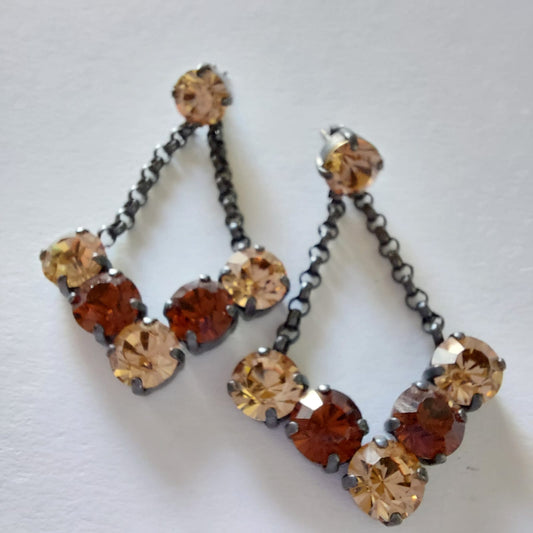 3378 Vintage-Ohrringe mit Swarovski Kristallen 55mm
