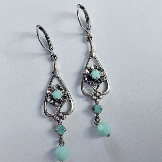 3571 Vintage Ohrringe mit Swarovski Kristallen 55mm