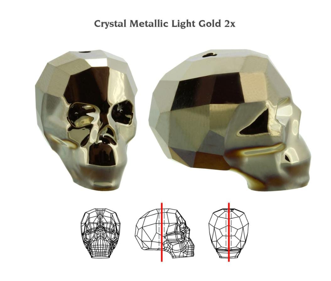 Swarovski® Beads Skull Metallic Light Gold 13mm