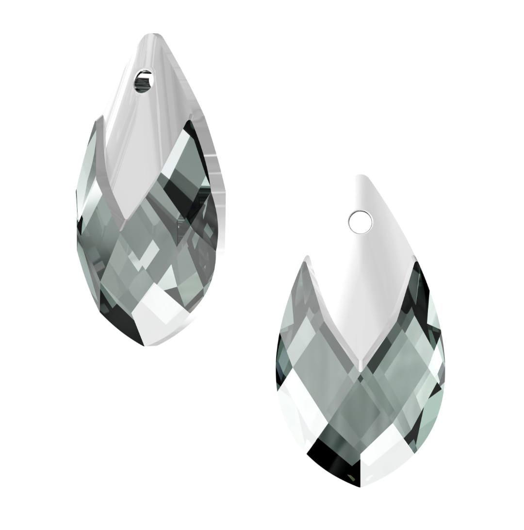 Swarovski® Anhänger Met Cap Pear-shaped Black Diamond/Light Chrome 22mm