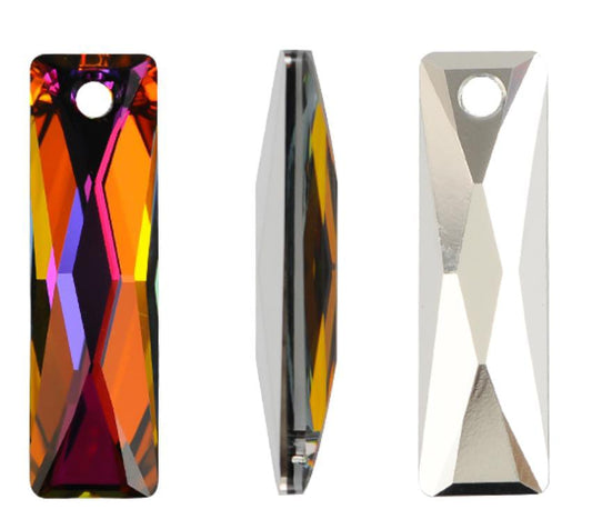 Swarovski® Anhänger Queen Baguette Volkano Rückseite verspiegelt 25x7mm