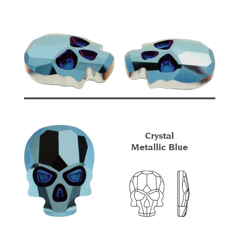 Swarovski® Flatback Skull Metallic Blue 14x10.5mm