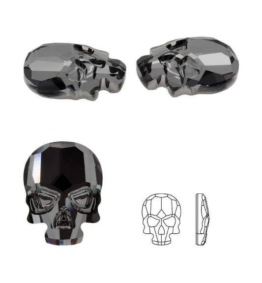 Swarovski® Nail Crystal Flatback Skull Silver Night 10x7.5mm