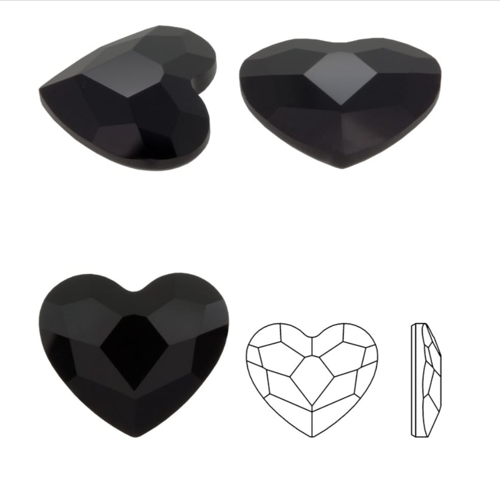 Swarovski® Nail Crystals Flatback Heart Jet 6mm