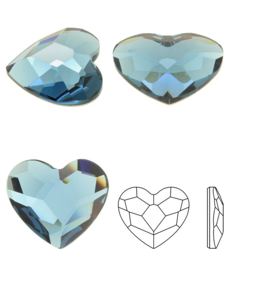 Swarovski® Nail Crystals Flatback Heart Demin Blue 6mm